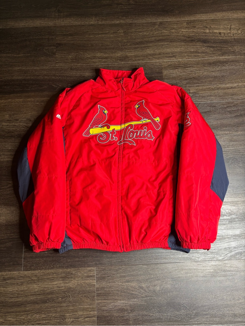 MAJESTIC ST. LOUIS CARDINALS MEN'S FULL-ZIP DOUBLE CLIMATE JACKET XL